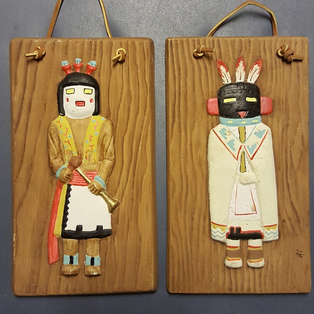 Lot of 4 handmade ceramic Mexican wall arts